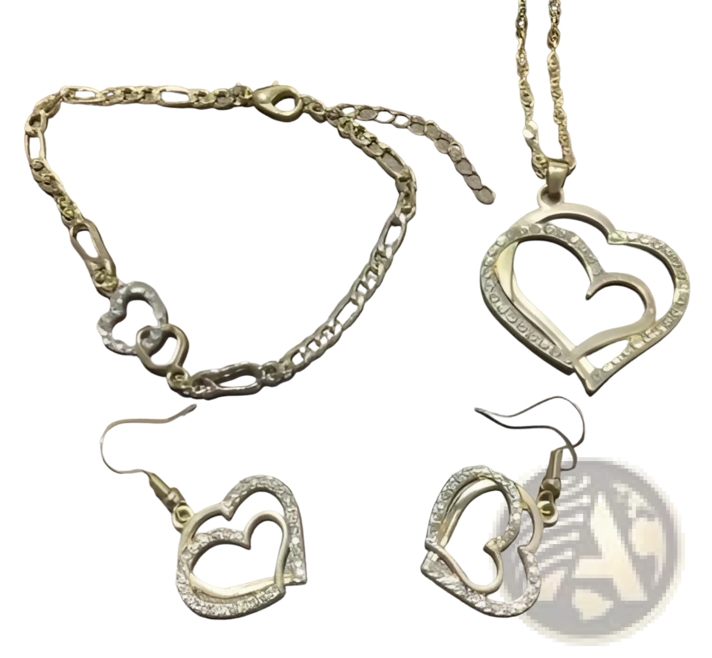 Elegant Rhinestone Heart Jewelry Set with Necklace and Earrings