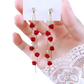 Elegant Rose Tassel Drop Earrings with Rhinestones and Pearls