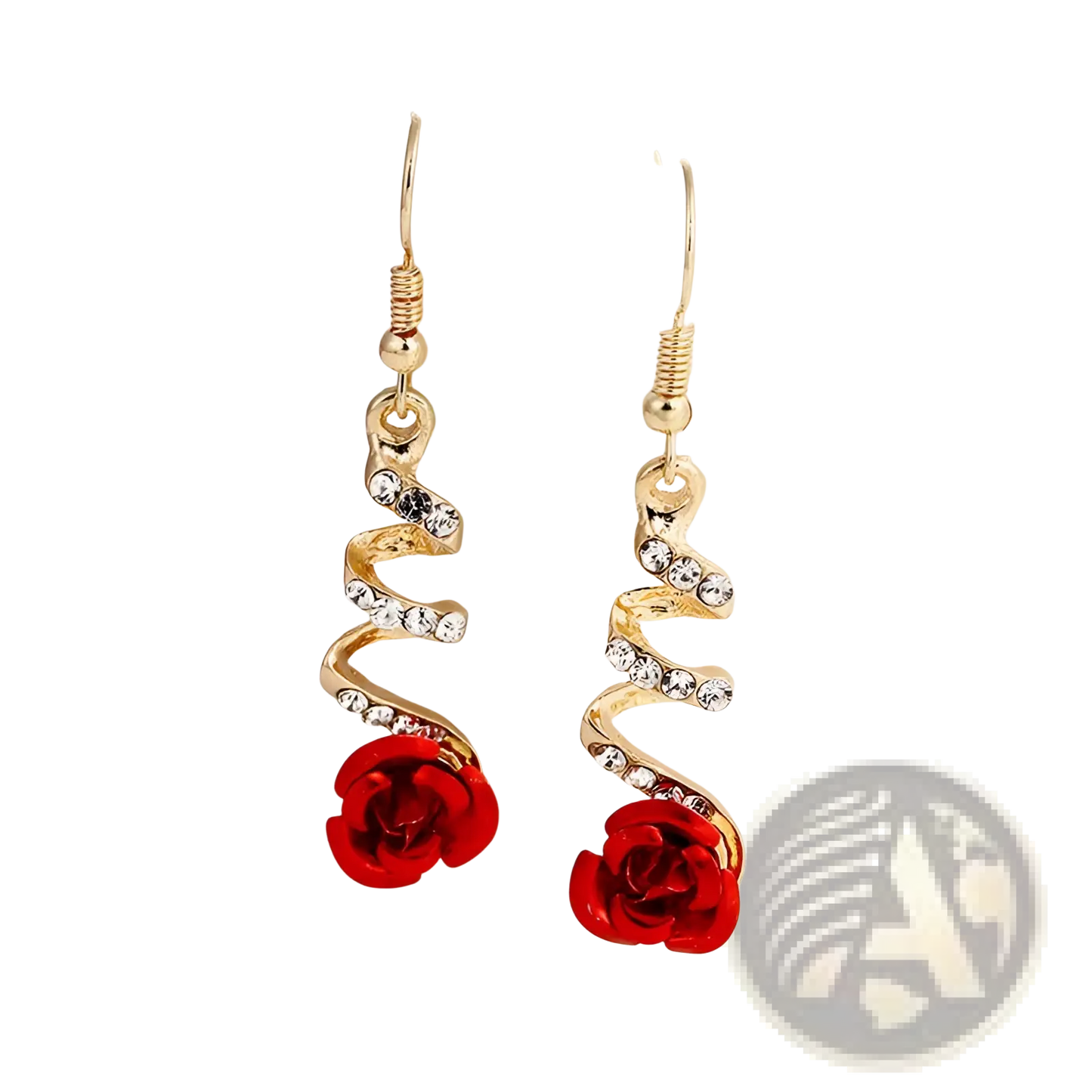 Elegant Rose Tassel Drop Earrings with Rhinestones and Pearls