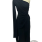 Elegant one Shoulder Draped Gown with High Slit