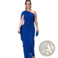 Elegant one Shoulder Draped Gown with High Slit