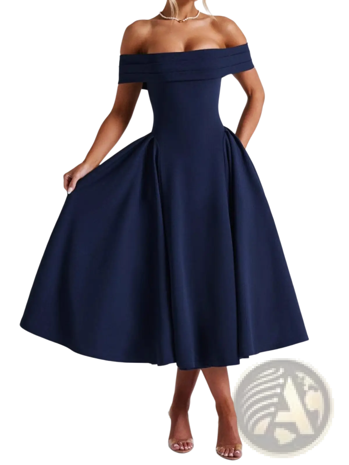 Elegant Off-the-shoulder High Waist Midi Dress