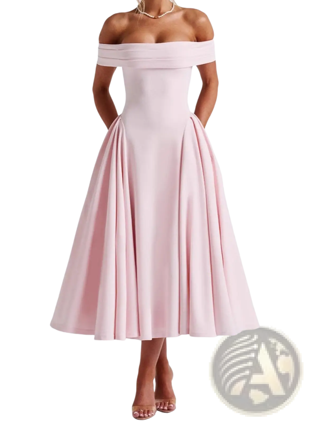 Elegant Off-the-shoulder High Waist Midi Dress