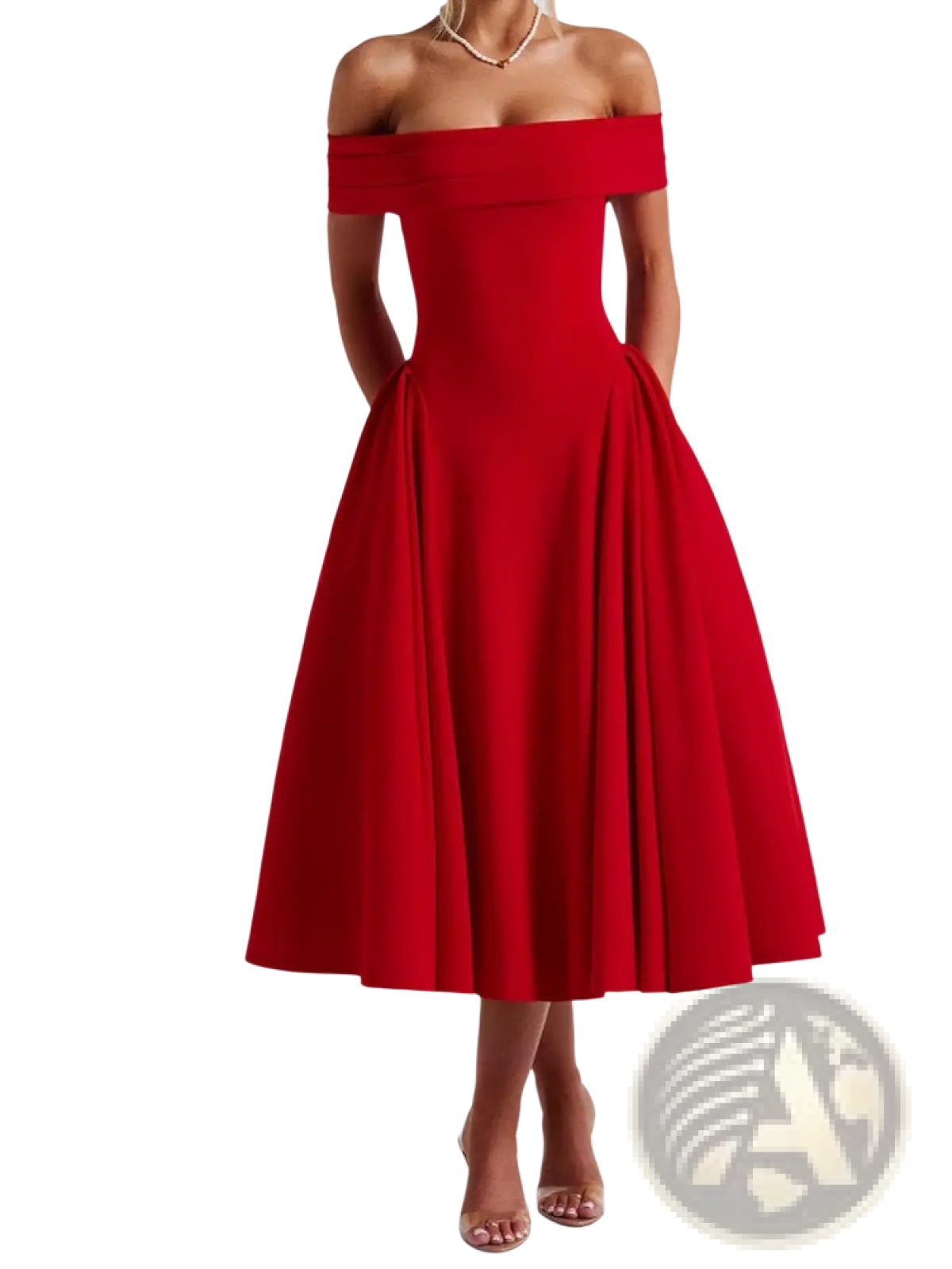 Elegant Off-the-shoulder High Waist Midi Dress
