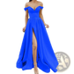 Elegant off Shoulder v Neck High Slit Maxi Dress