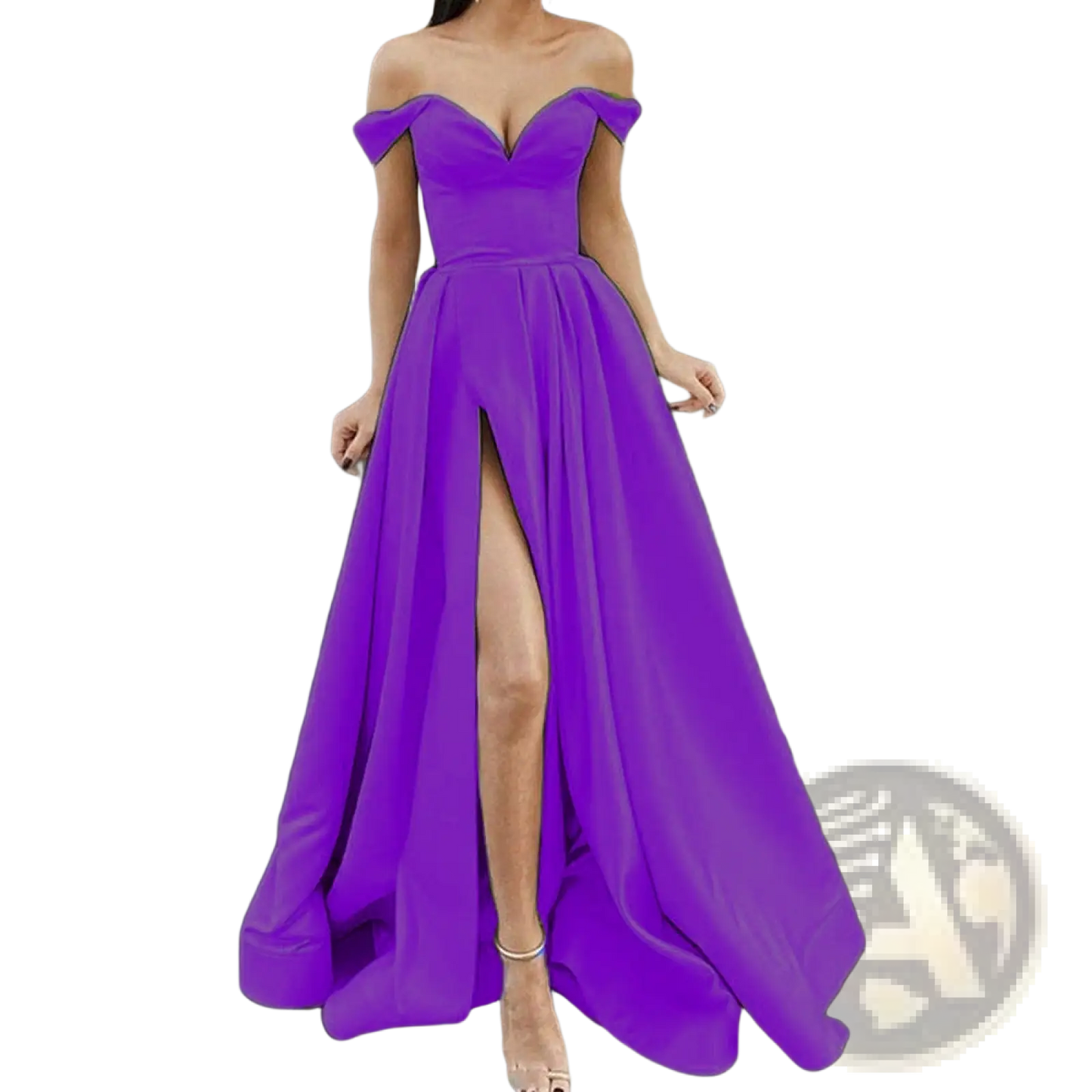 Elegant off Shoulder v Neck High Slit Maxi Dress