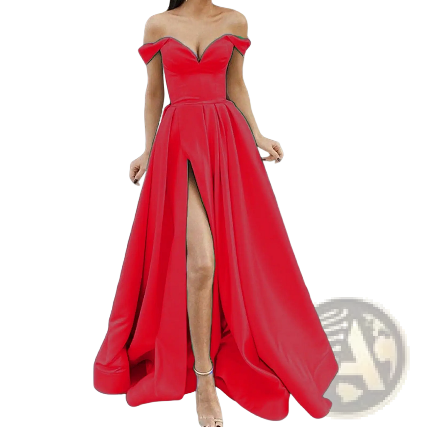 Elegant off Shoulder v Neck High Slit Maxi Dress