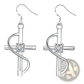 Elegant Silver Swirling Gemstone Cross Earrings