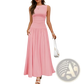 Elegant Sleeveless Pleated Maxi Dress with Pockets