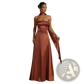 Elegant Strapless Satin Evening Gown with Draped Neckline