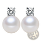 Elegant White Pearl and Cubic Zirconia Silver Stud Earrings