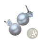 Elegant White Pearl and Cubic Zirconia Silver Stud Earrings