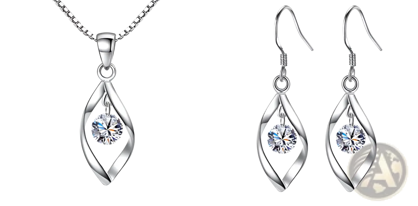 Elegant Zircon Twist Teardrop Pendant Necklace