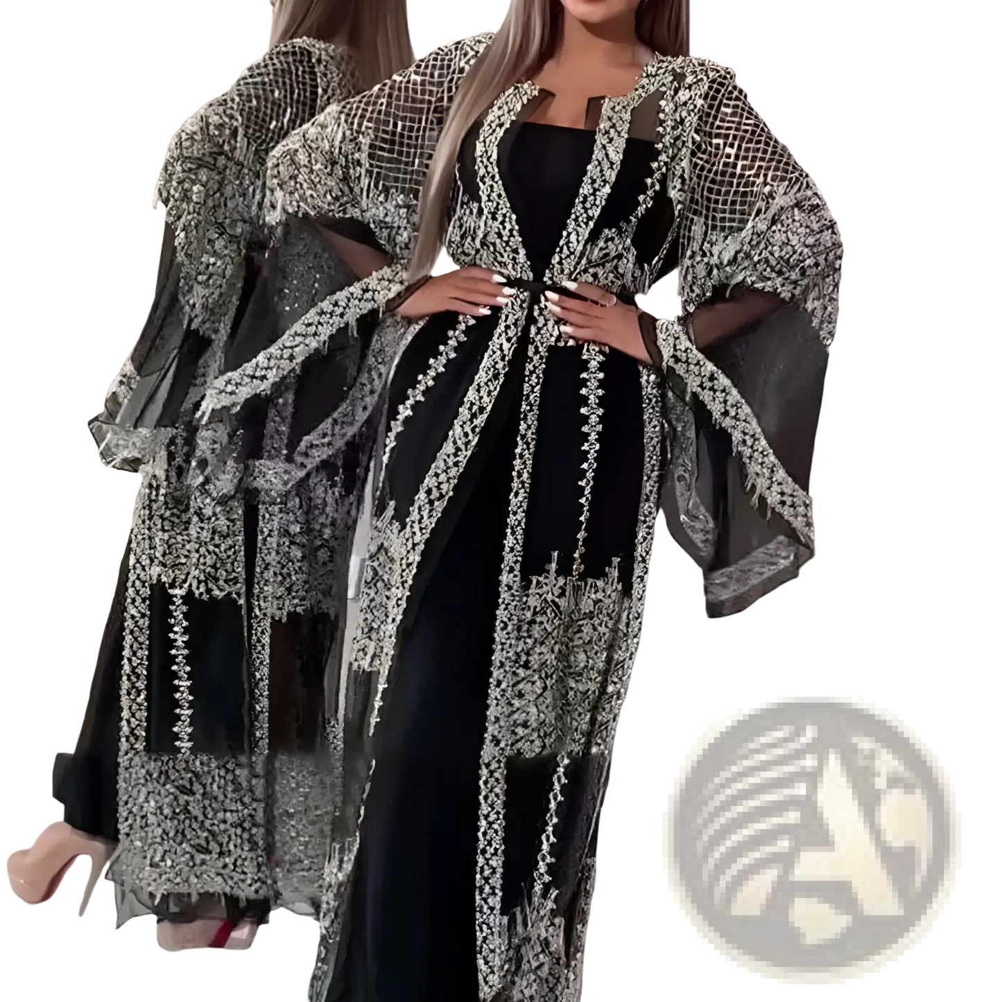 Embellished Lace v Neck Chinese Retro Evening Gown