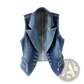 Embellished Tailored Denim Vest with Heart Charm Zipper
