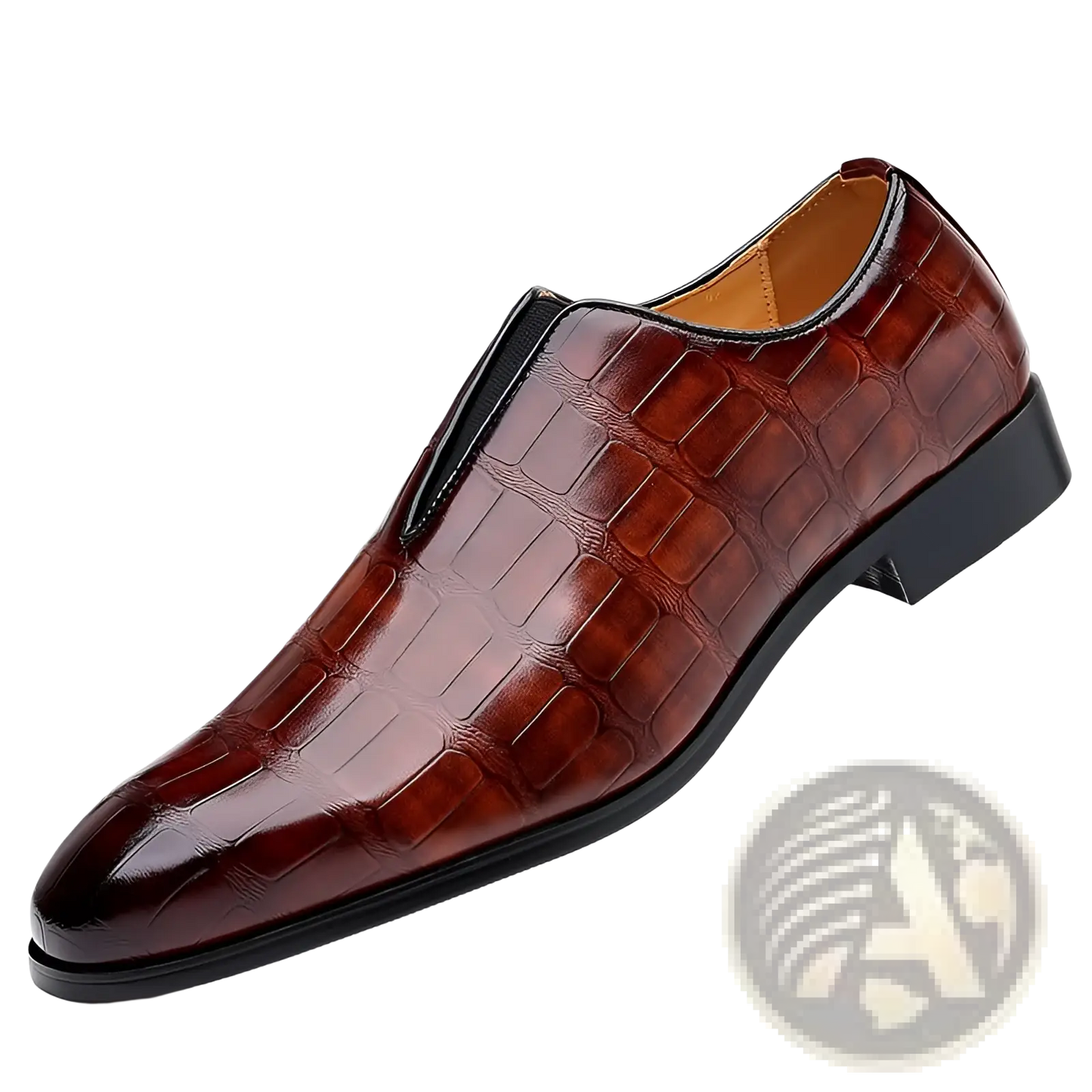 Embossed Stone Pattern Slip on Leather Loafers