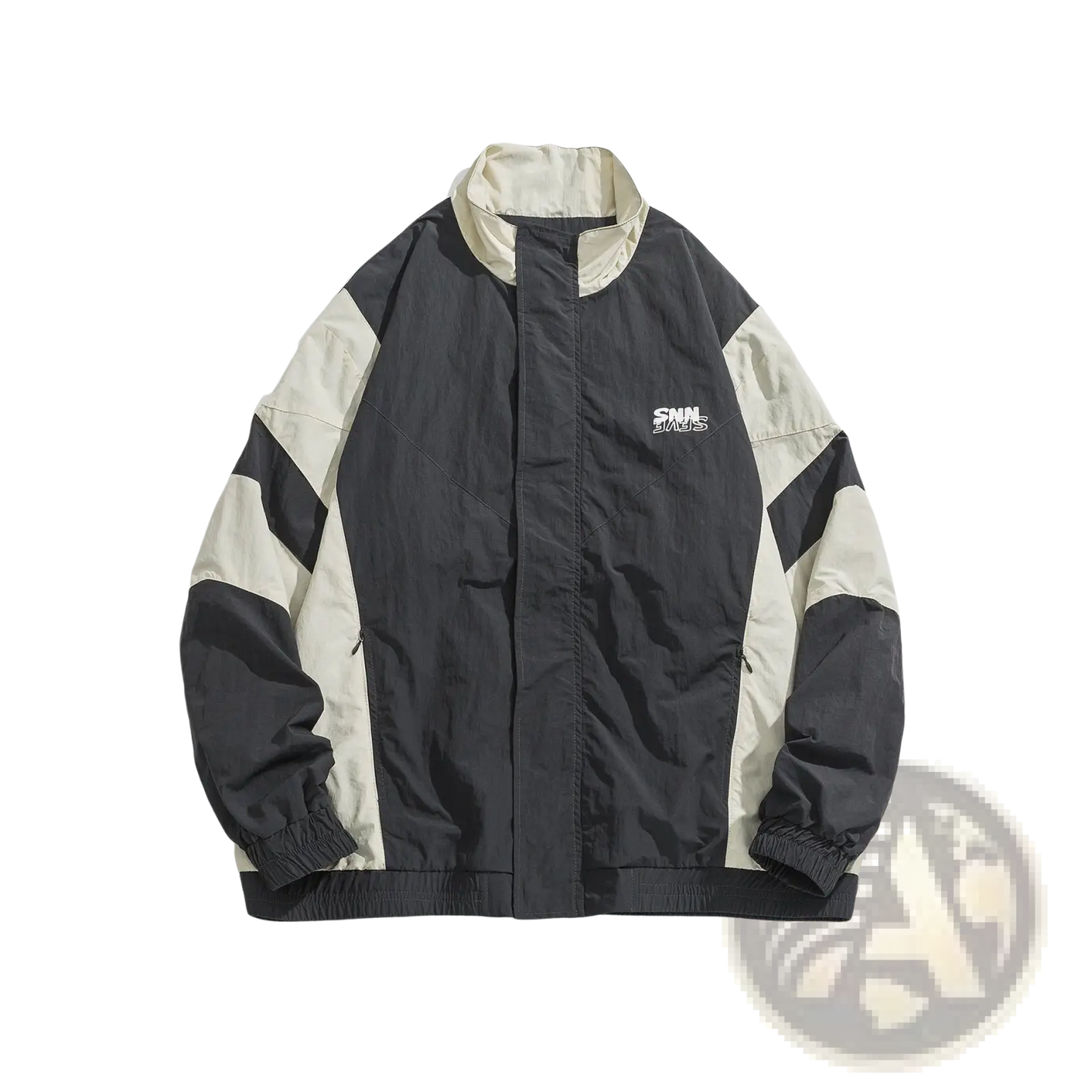 Embroidered Color Block Loose Windbreaker Jacket