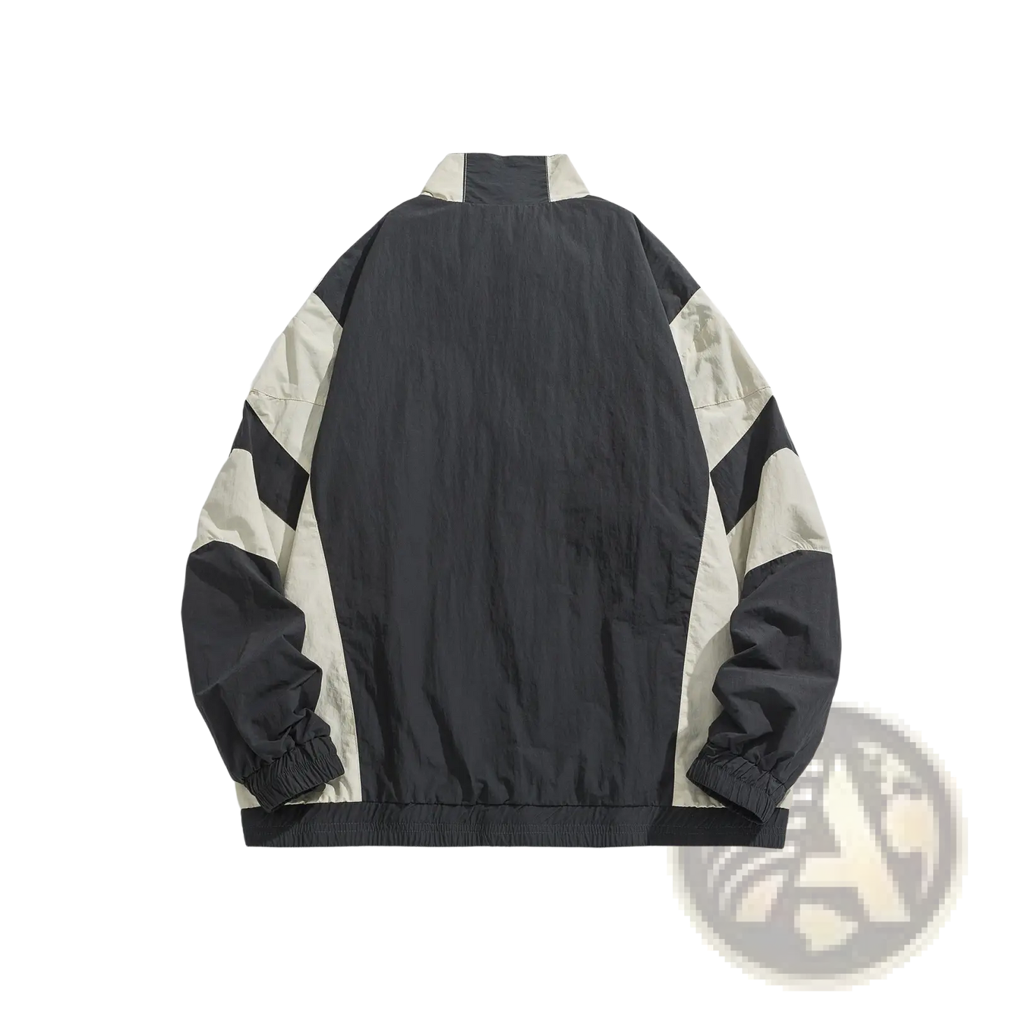 Embroidered Color Block Loose Windbreaker Jacket