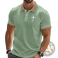 Embroidered Cross Contrast Trim Polo Shirt