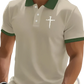 Embroidered Cross Contrast Trim Polo Shirt