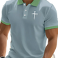 Embroidered Cross Contrast Trim Polo Shirt