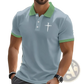 Embroidered Cross Contrast Trim Polo Shirt