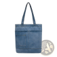 Embroidered Denim Tote Bag with Slogan and Soft Handle