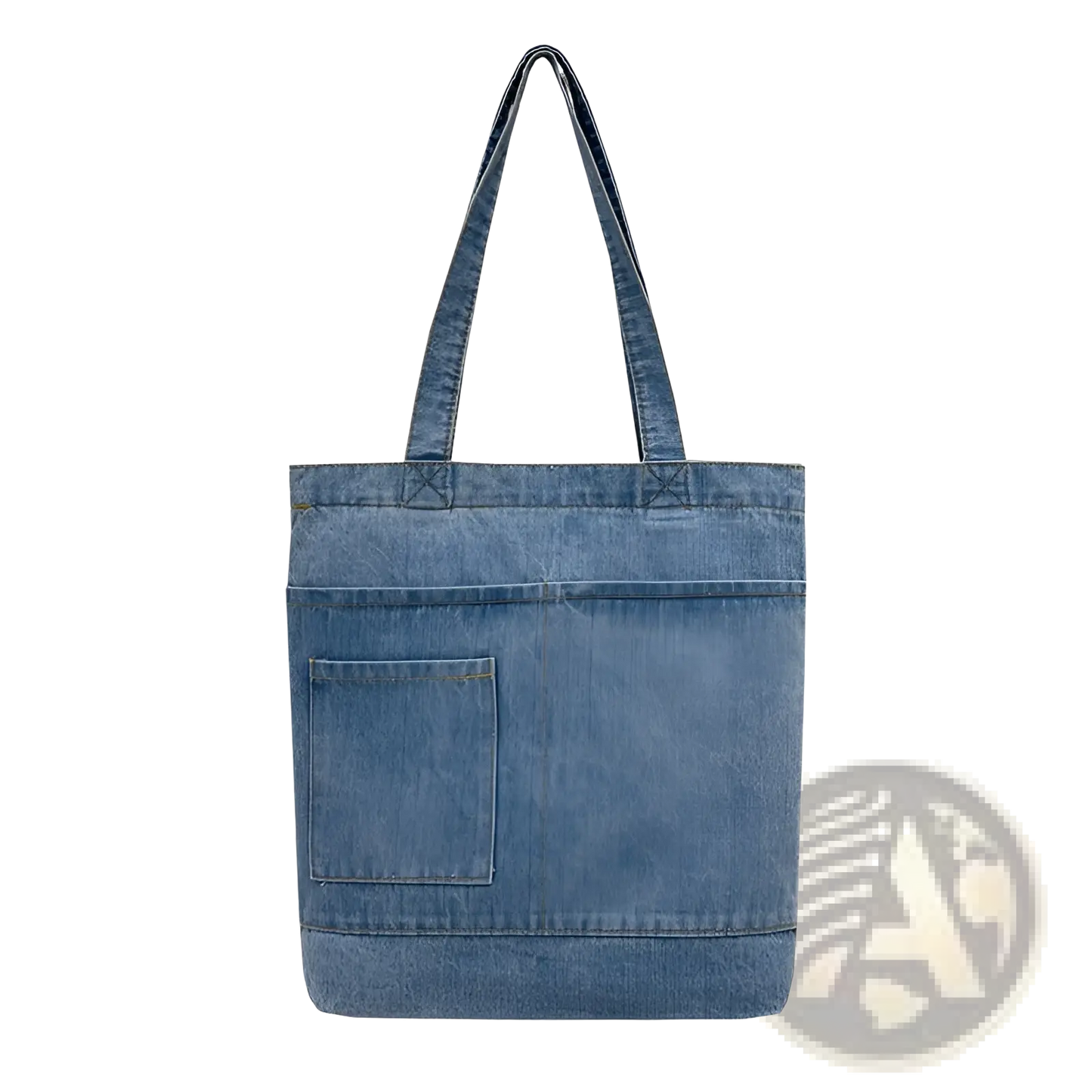Embroidered Denim Tote Bag with Slogan and Soft Handle