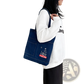 Embroidered Denim Tote Bag with Slogan and Soft Handle