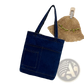 Embroidered Denim Tote Bag with Slogan and Soft Handle