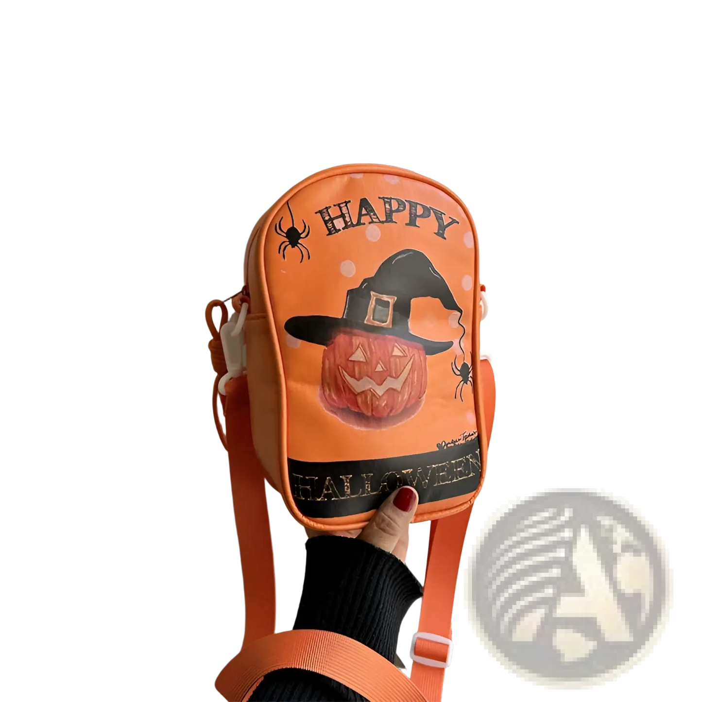 Embroidered Halloween Floral and Pumpkin Crossbody Bags