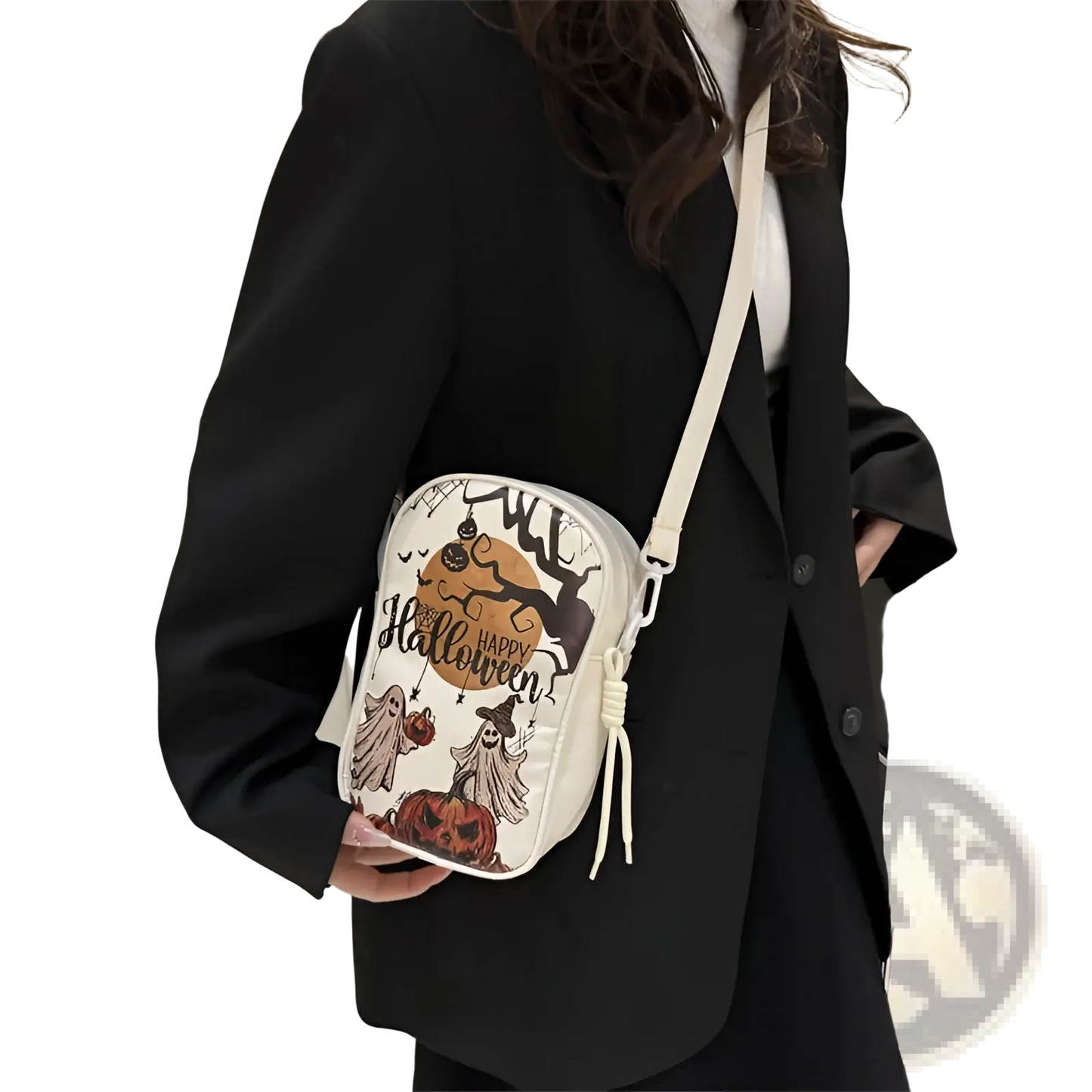 Embroidered Halloween Floral and Pumpkin Crossbody Bags