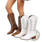 Embroidered Western Cowboy Boots Pointed Toe Chunky Heel