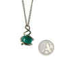Emerald Green Glass Sphere Silver Spiral Pendant Necklace