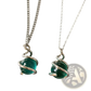 Emerald Green Glass Sphere Silver Spiral Pendant Necklace