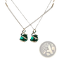 Emerald Green Glass Sphere Silver Spiral Pendant Necklace
