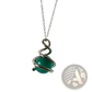 Emerald Green Glass Sphere Silver Spiral Pendant Necklace