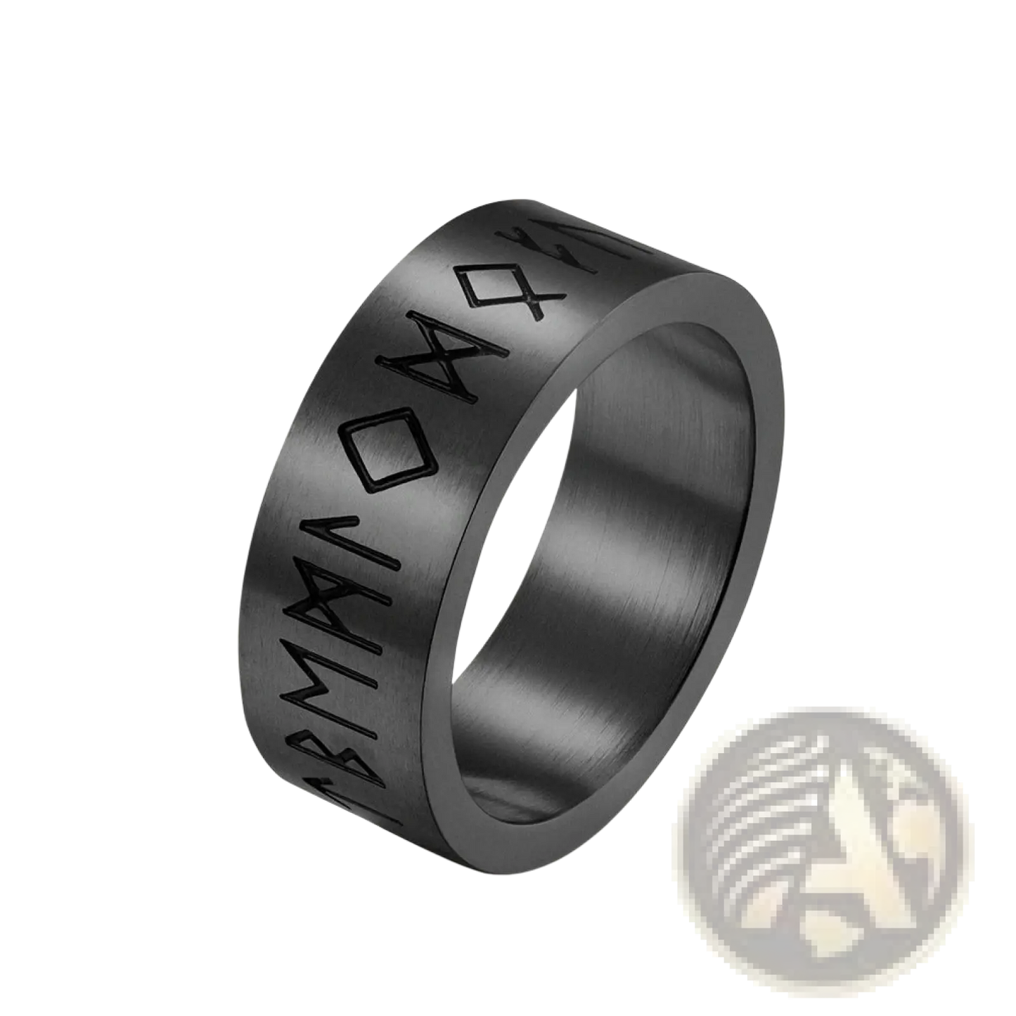 Engraved Runic Titanium Steel Band Ring for Men and Women