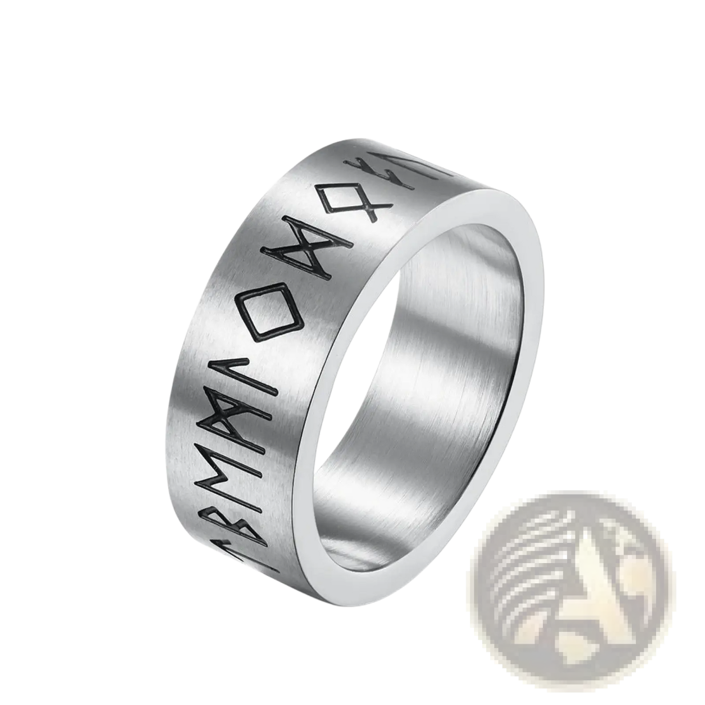 Engraved Runic Titanium Steel Band Ring for Men and Women