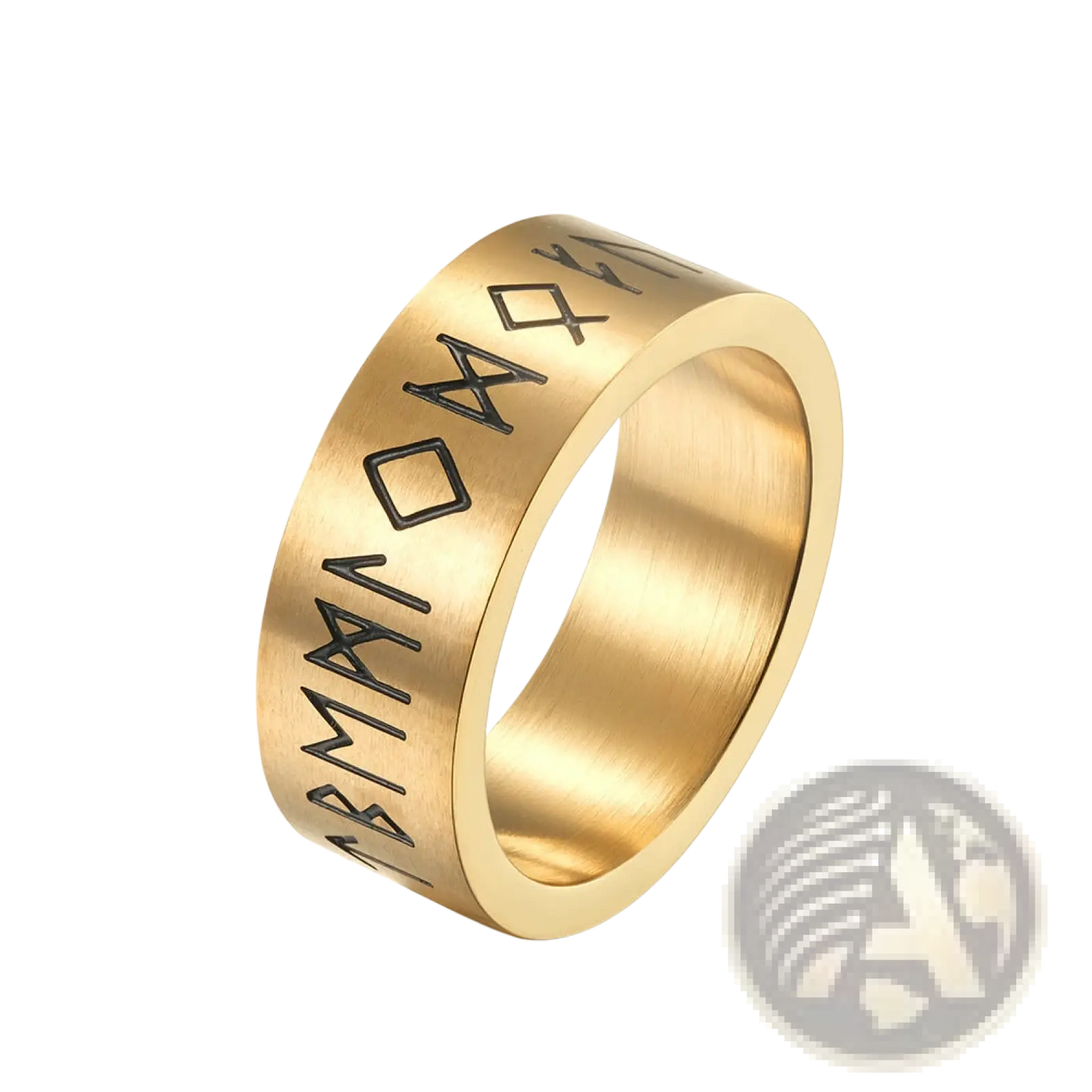 Engraved Runic Titanium Steel Band Ring for Men and Women