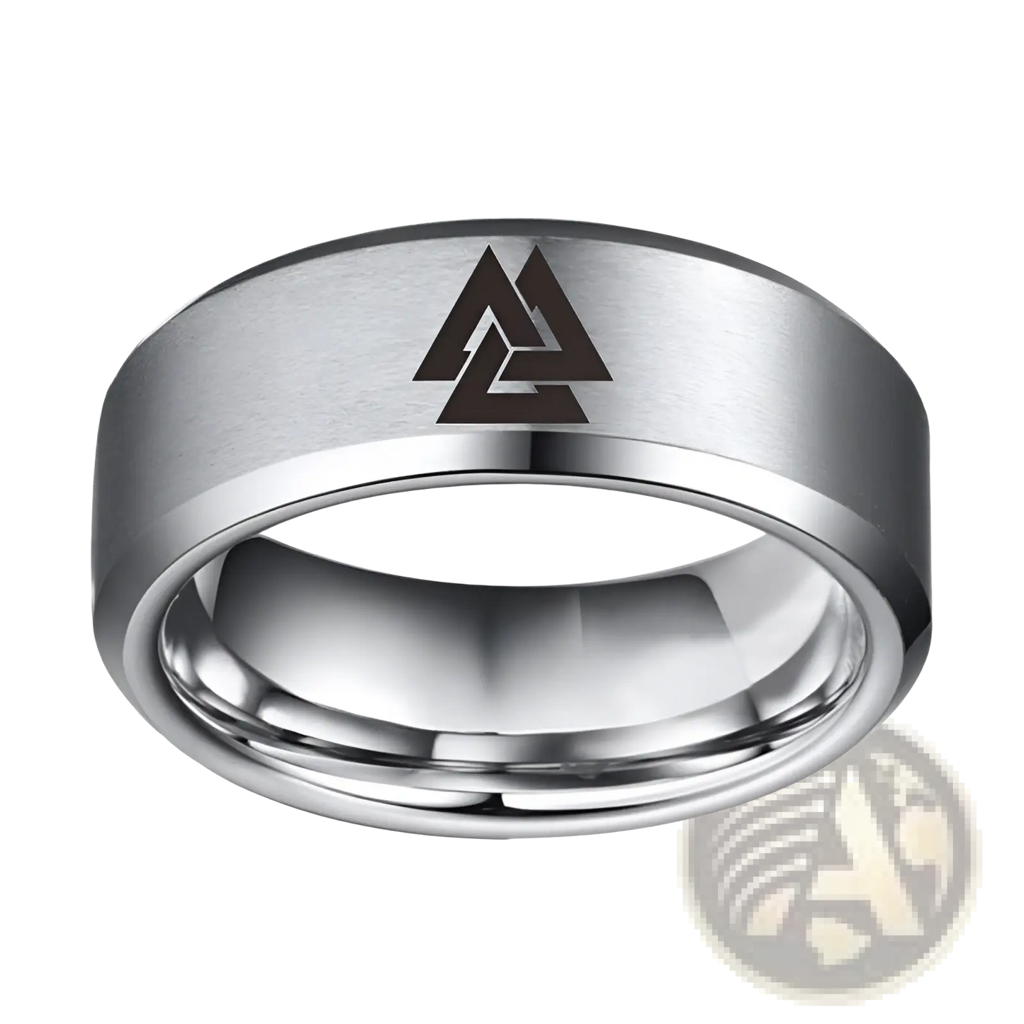 Engraved Valknut Viking Symbol Stainless Steel Band Ring