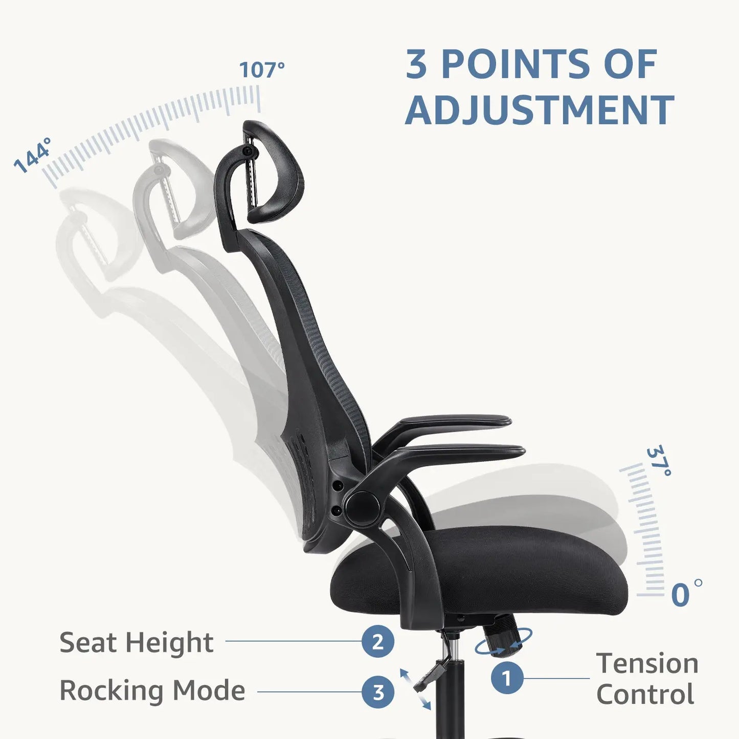 Ergonomic Mesh Office Chair with Flip Up Arms