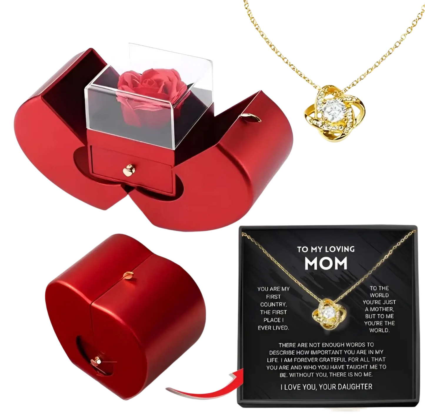 Eternal Rose Apple Jewelry Box with Hidden Necklace Drawer