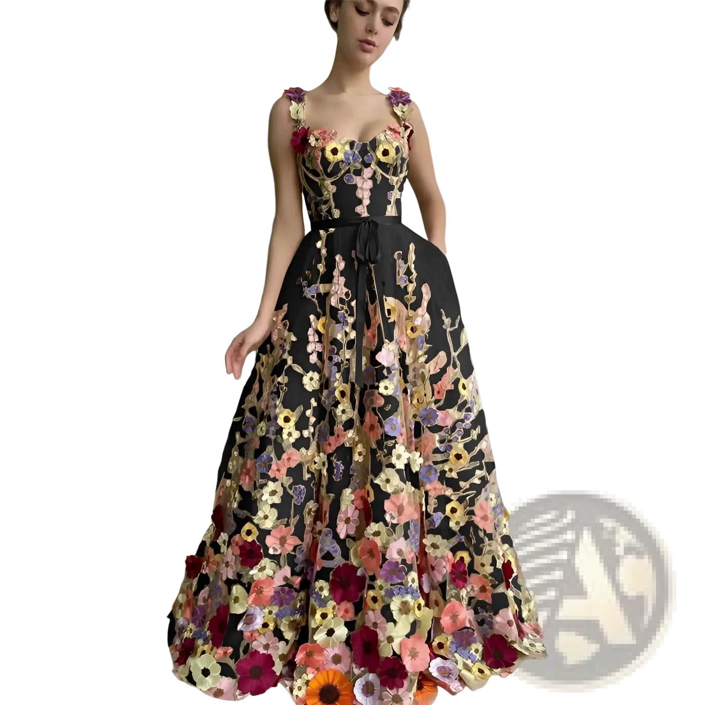 Exquisite 3d Floral Embroidered Sweetheart Tulle Prom Gown