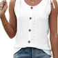 Eyelet Button Front Tank Top with Tie Straps