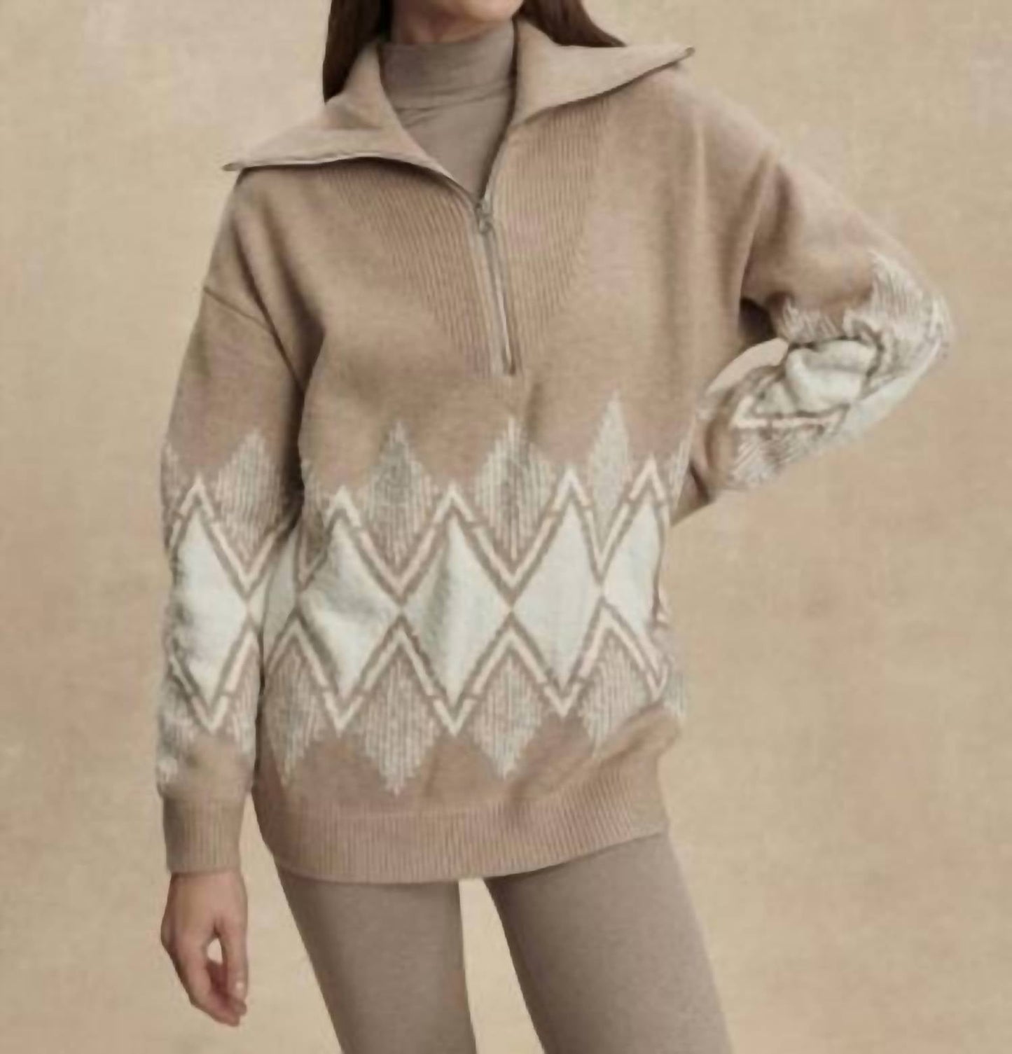 Varley - Betty Jacquard Half Zip Pullover Sweater