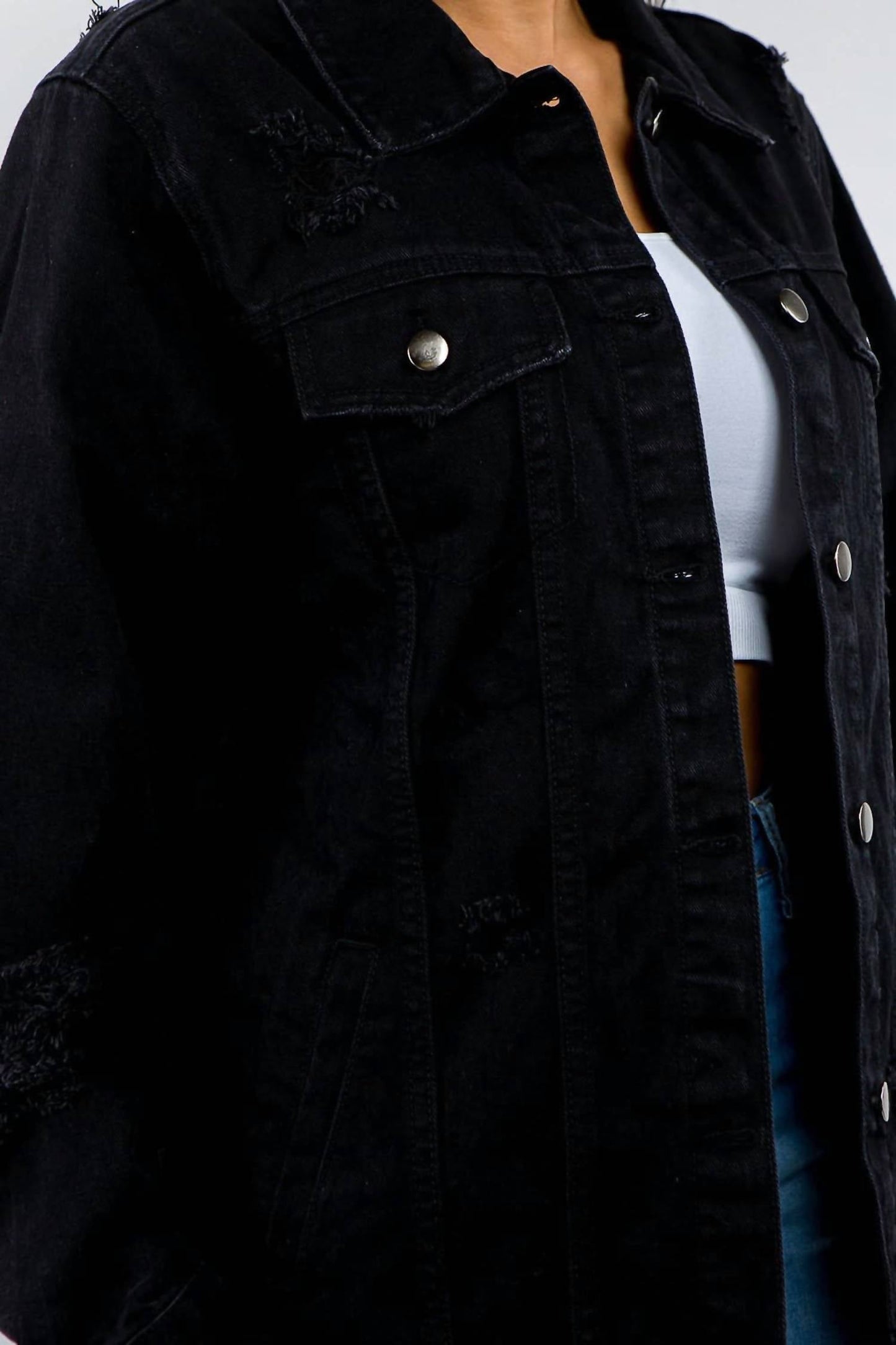 American Bazi - Distressed Denim Button-up Jacket