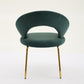 Velvet Fabric Dining Chair with Curved Backrest and Golden Metal Legs