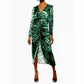 Topshop - Zebra Print Ruched Puff Sleeve Satin Midi Dress
