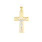 14k Two Tone Gold High Polish Diamond Cut Cross Pendant